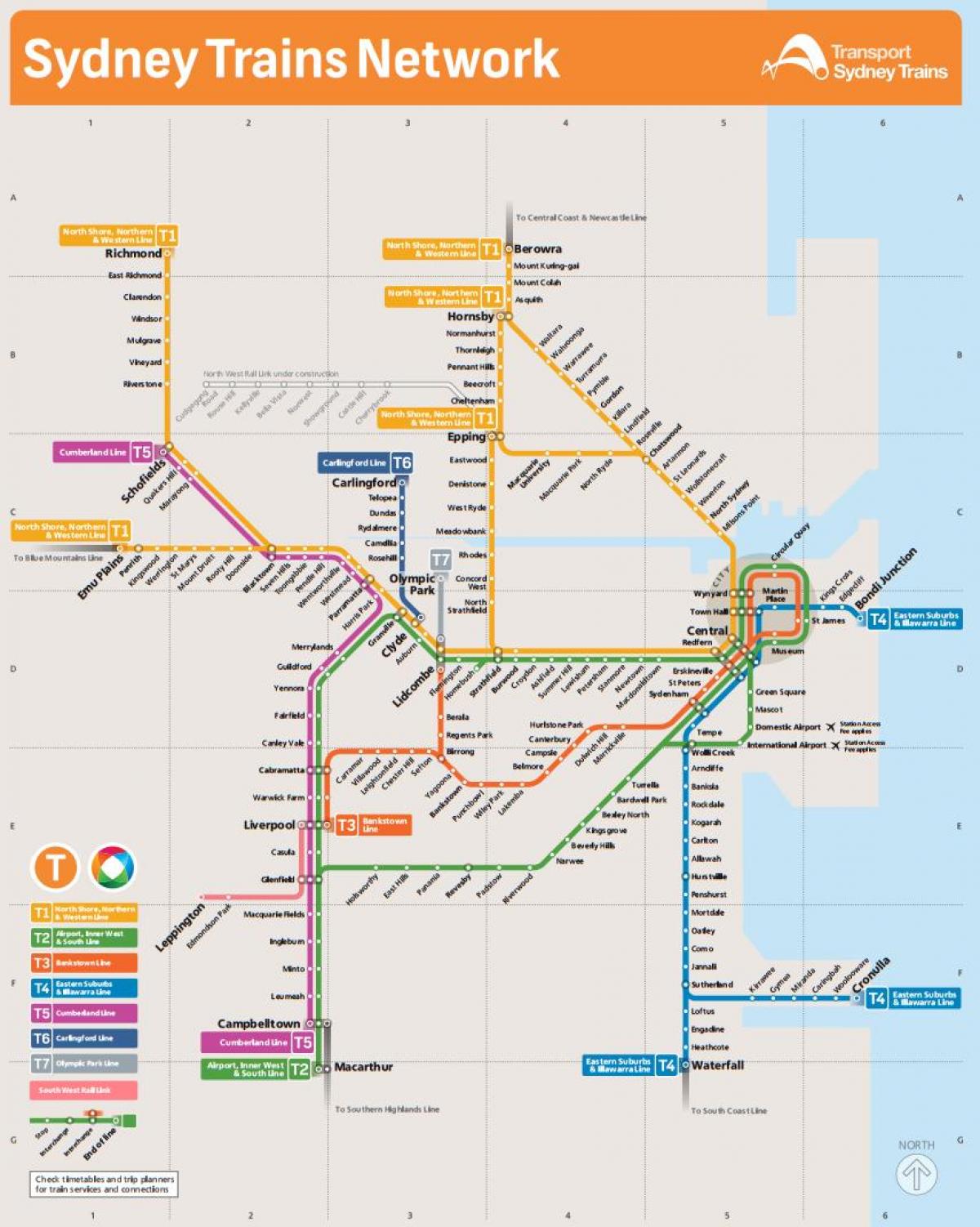 地图的地铁西北悉尼