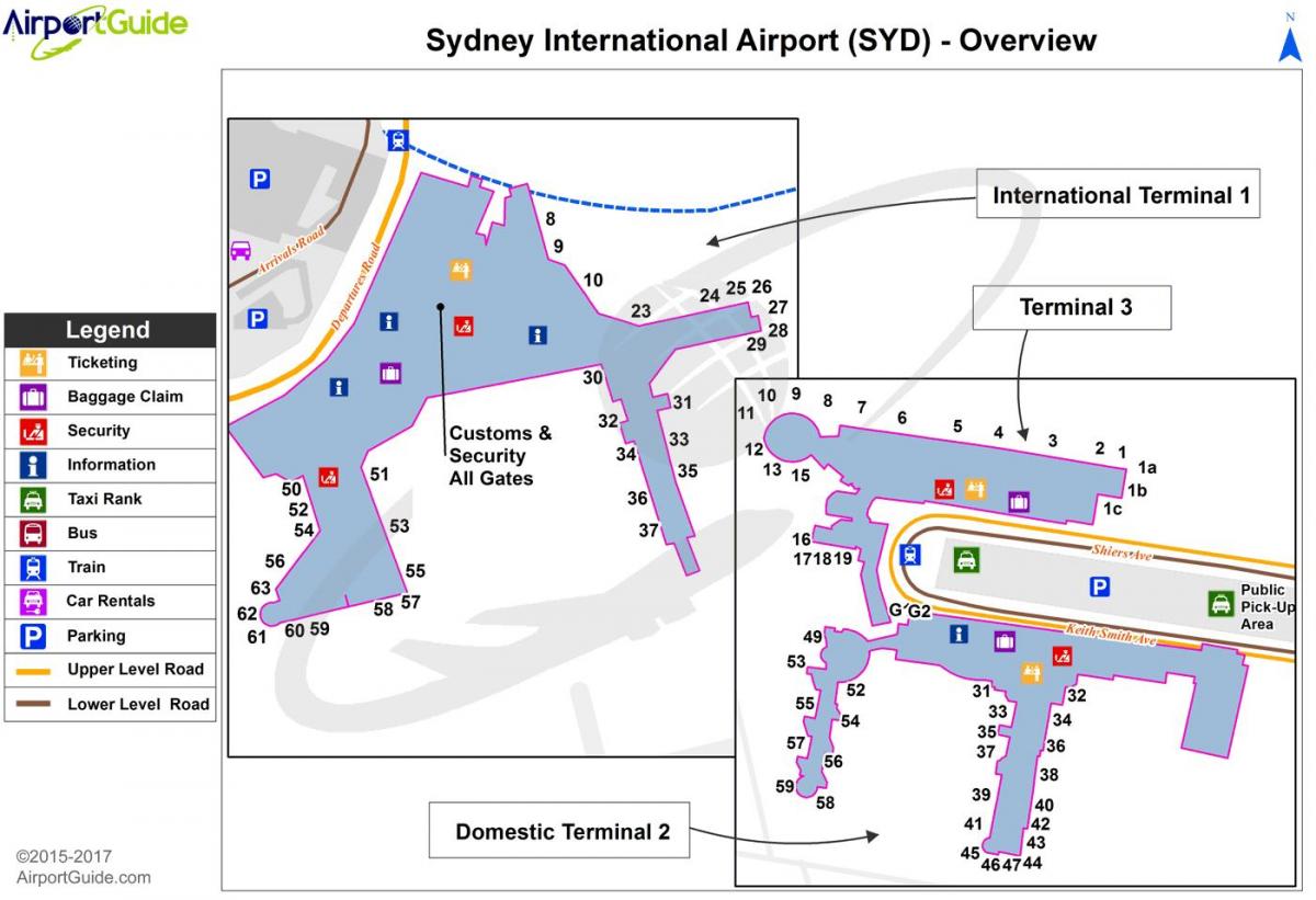 悉尼国际机场摄取的地图