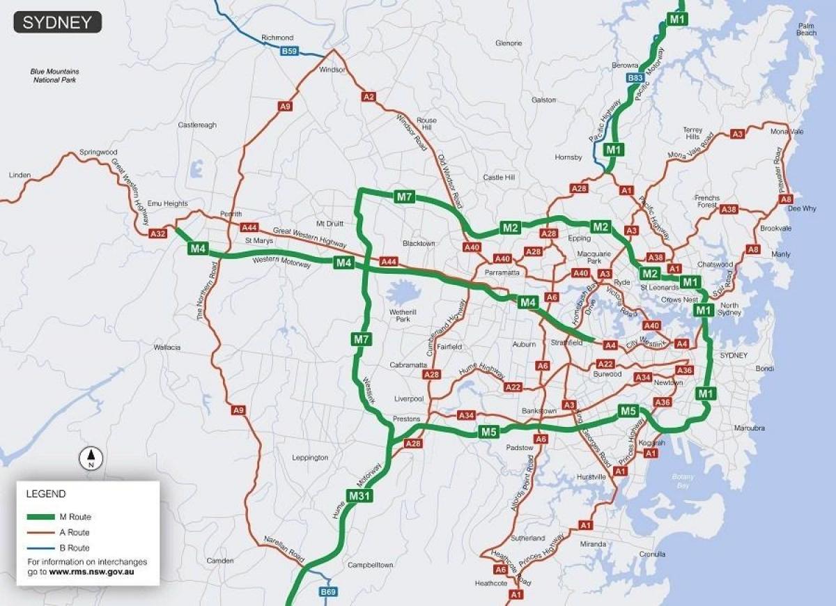 地图的悉尼收费公路