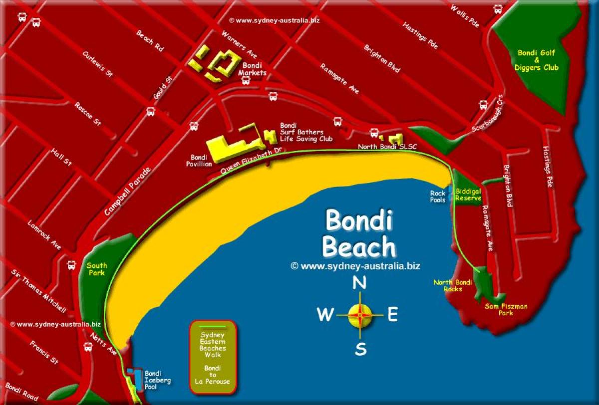 邦迪沙滩的地图悉尼