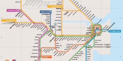 地图的地铁西北悉尼